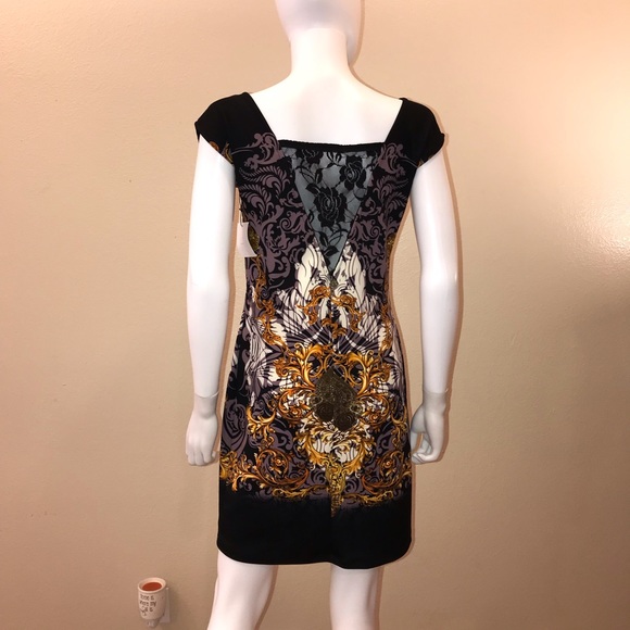 Viviana Gabeiras Sheath Scuba Dress NEW Size Medium Black Orange - Picture 4 of 16